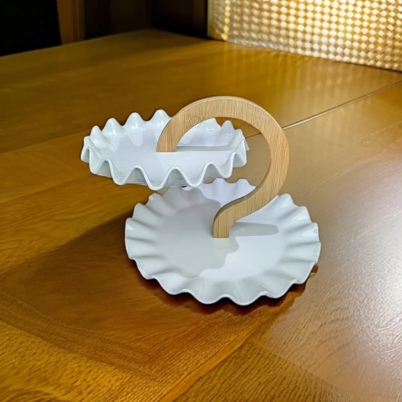 拉吾拉新款欧式风格家用客厅精美陶瓷餐具双层干果盘水果盘糖果盘