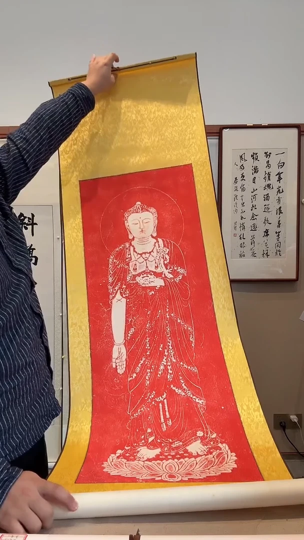 拓片j人物造像拓片卷轴一件