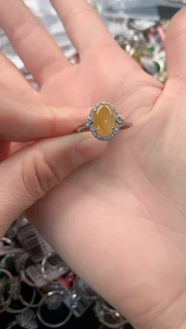 银S925镶嵌戒指翡翠666   10