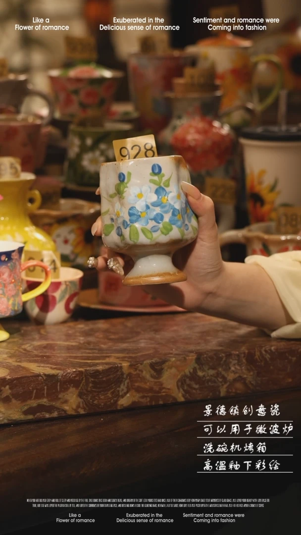 陶瓷928景德镇高温手绘釉下彩设计师款式