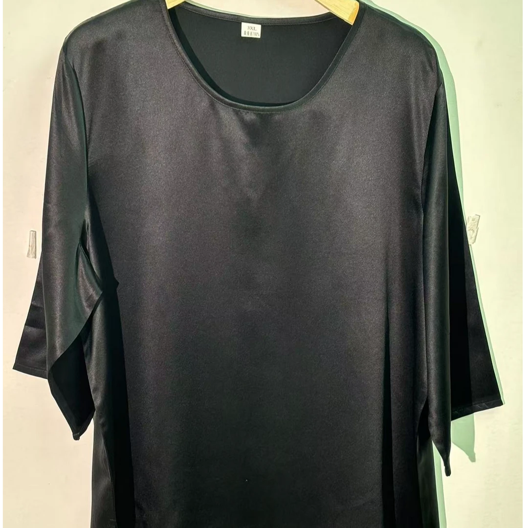 桑蚕丝锻面六分袖上衣 杭锦丝绸