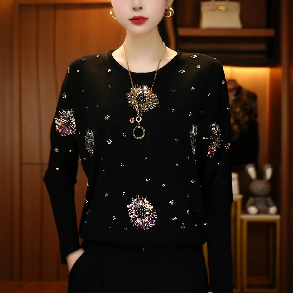 C250068-秋冬保暖毛衣抗起球高端显瘦百搭减龄气质时尚套头