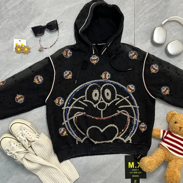 二龙欧货2店【蓝胖子黑色加绒卫衣】37717