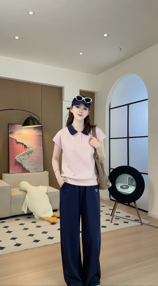 【套装】夏季新款曼巴棉运动休闲减龄刺绣短袖套装显瘦A-1158