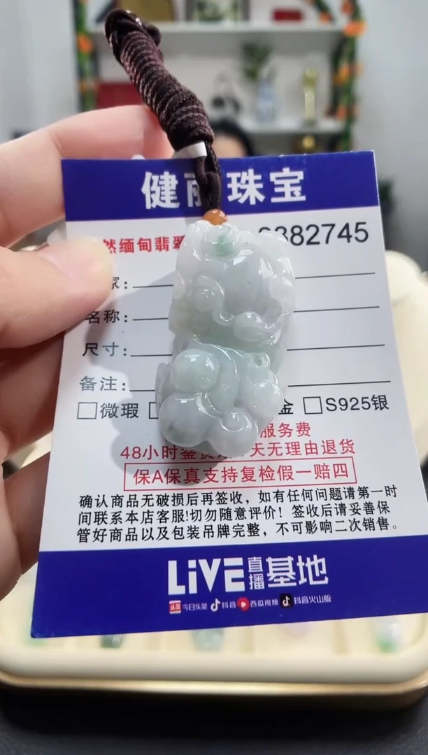 颈饰未镶嵌翡翠天然缅甸翡翠 貔貅(一物一证)