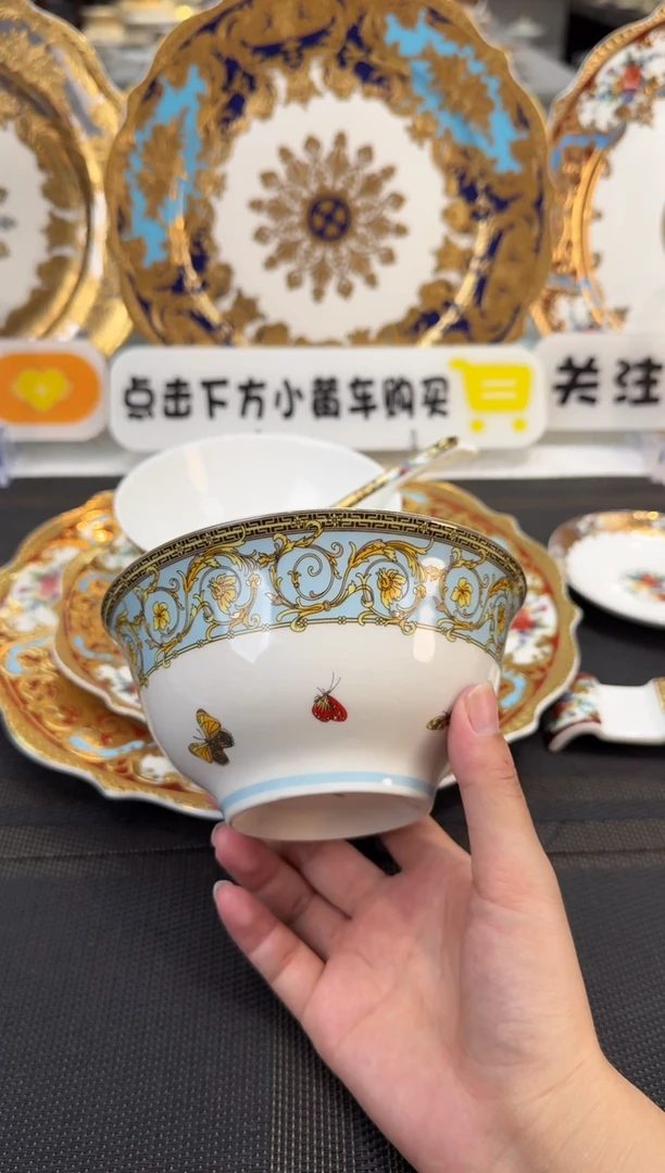 瓷片5.25英寸面碗 微瑕 4个