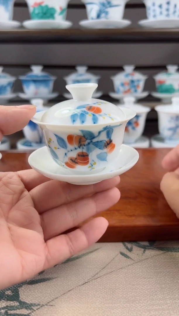 微瑕柿子80ml三才盖碗