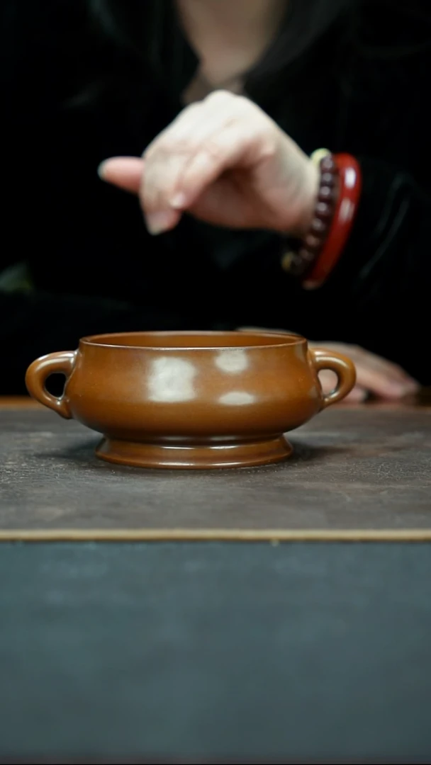 杯景德镇紫金釉蚰耳炉