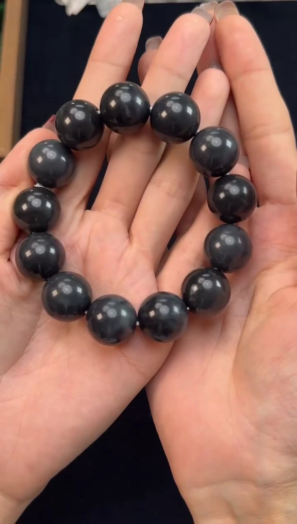 未镶嵌手串和田玉若羌毛毛矿青花微色差卡16圆珠手串