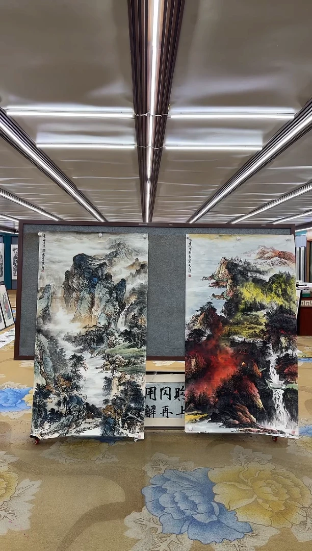 国画八*M闫辉-六尺整张两幅-山水国画
