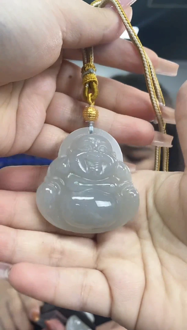 和田玉吊坠18K金镶嵌多样性发其一颜色微差