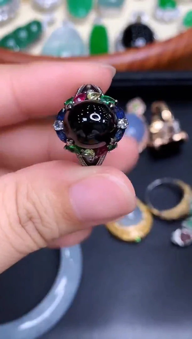 18K金镶嵌戒指翡翠576-中国好珍宝