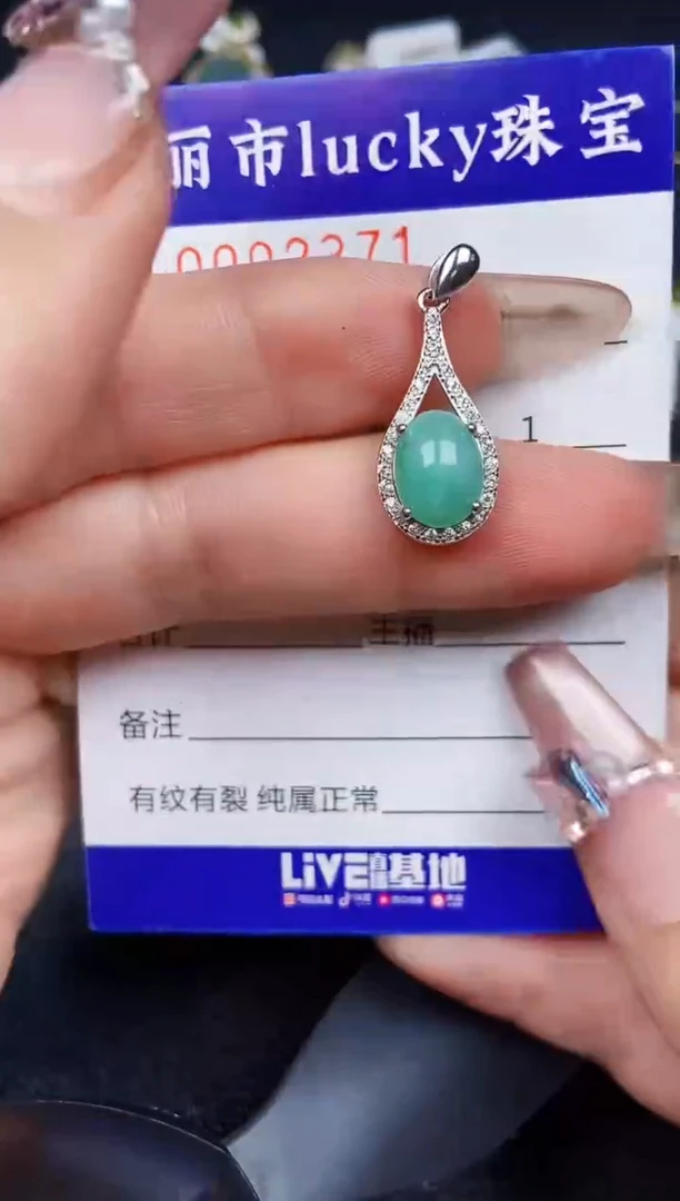 翡翠银S925镶嵌颈饰2371
