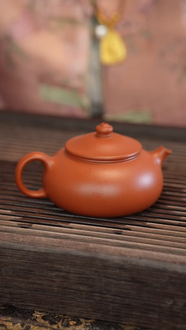 茶壶紫砂寒江 朱泥 半手工 180cc