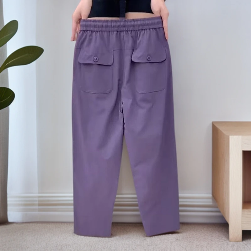 2025年夏季网格速干萝卜裤洋气减龄九分哈伦裤薄款透气休闲弹力裤