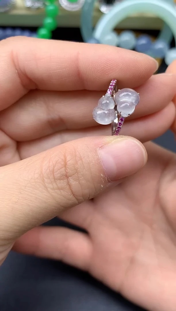 18K金镶嵌戒指翡翠73-雪姐翡翠天天见
