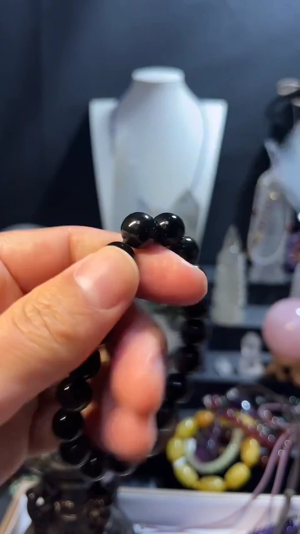 未镶嵌黑曜岩手链天然金曜石手链