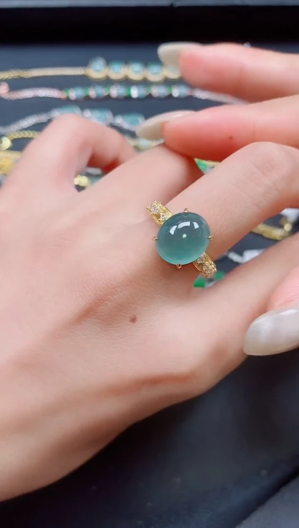 翡翠戒指银S925镶嵌1111