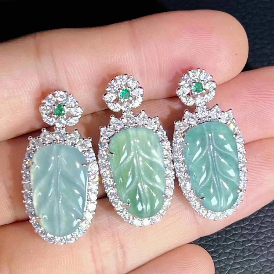 时尚轻奢百搭翡翠树叶吊坠     多样性发一     赠银链