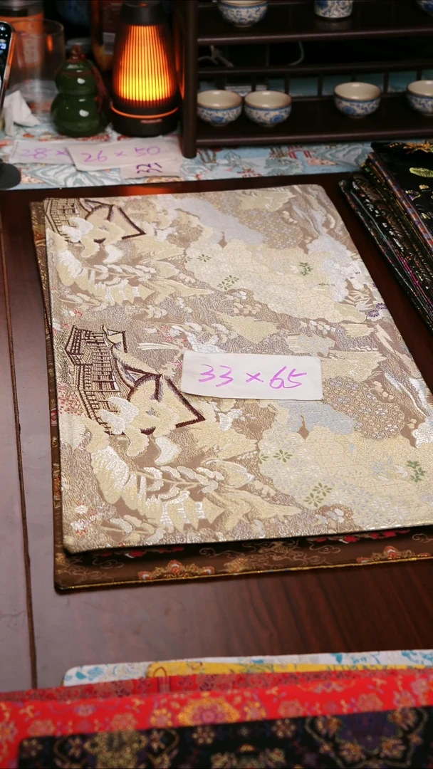 【西阵织亭台楼阁浅咖双面】中国风干泡织锦茶席33*65