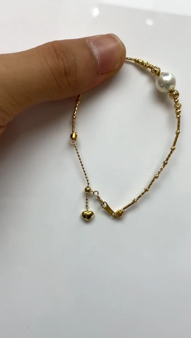 18K金镶嵌手绳海水珍珠8-9
