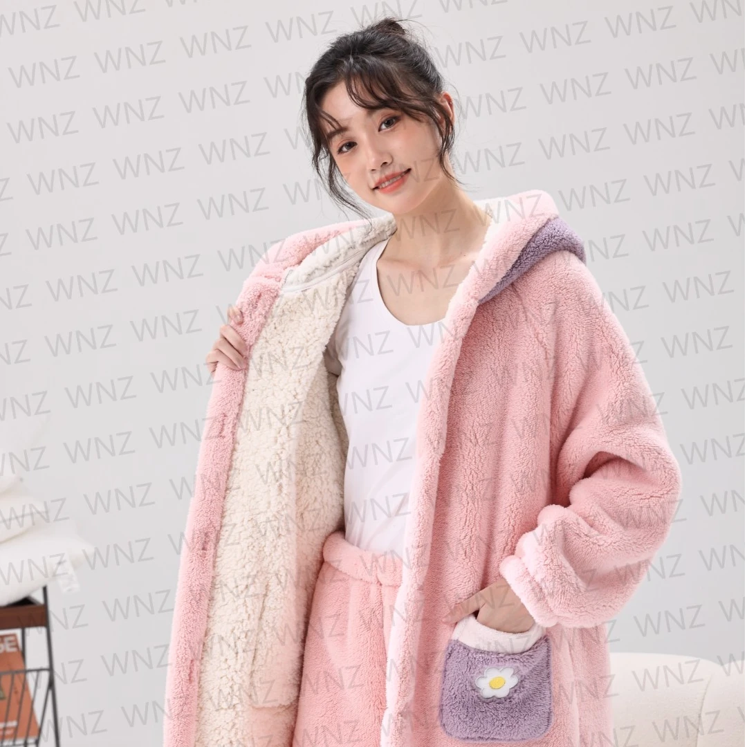 文梅2024新爆款双层睡衣冬天时尚舒适秋冬季可外穿家居服男女同款