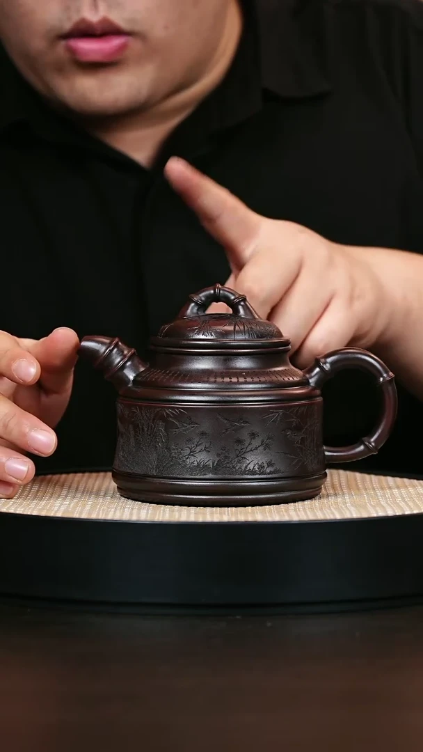 茶壶紫砂竹鼎 明红砂 500cc