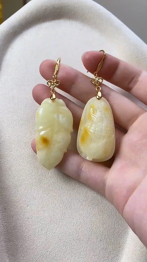 琥珀未镶嵌耳饰耳环