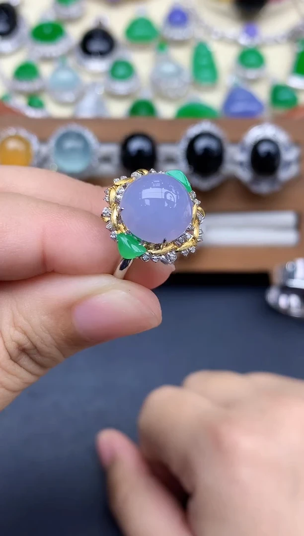 18K金镶嵌戒指翡翠290-中国好珍宝