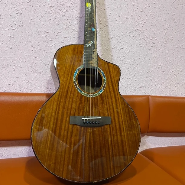 实拍41寸高端民谣吉他演奏级工厂直供带全套高级配件和教学视频