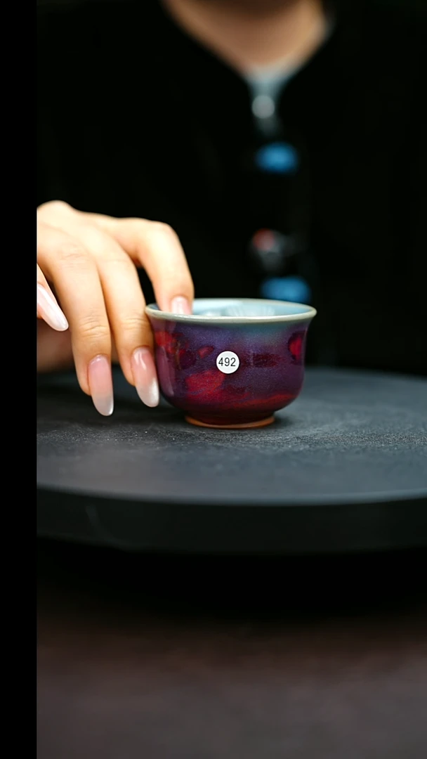492#原矿钧瓷炉钧釉撇口杯