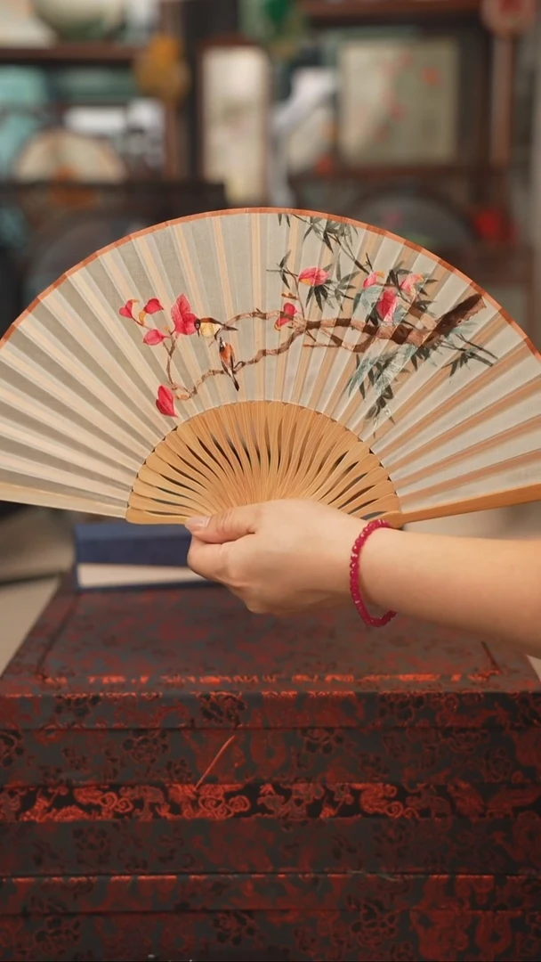 扇子折扇 苏绣绣花吊坠非遗