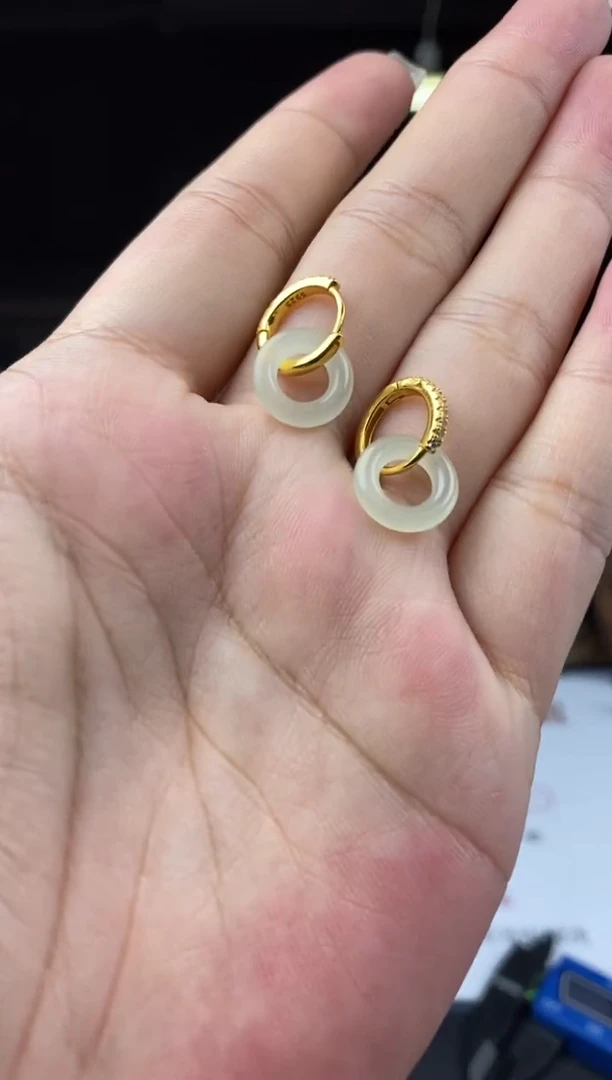 和田玉银S925镶嵌耳饰多样性-耳饰-R1733