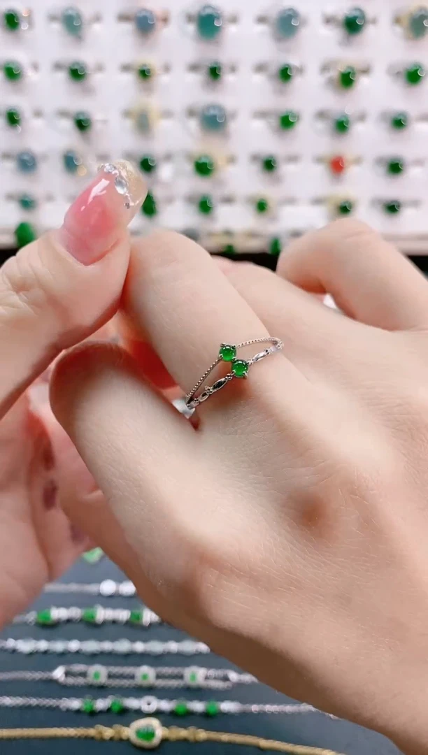 【闪购商品】翡翠戒指银S925镶嵌天然翡翠