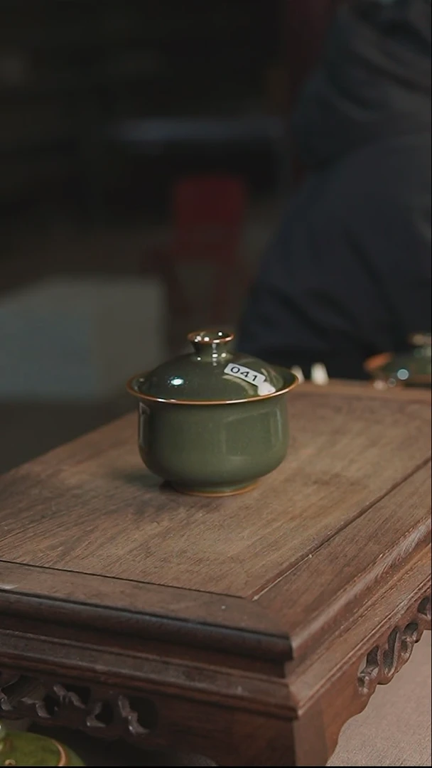 杯041茶叶末两才圆融盖碗手工窑变