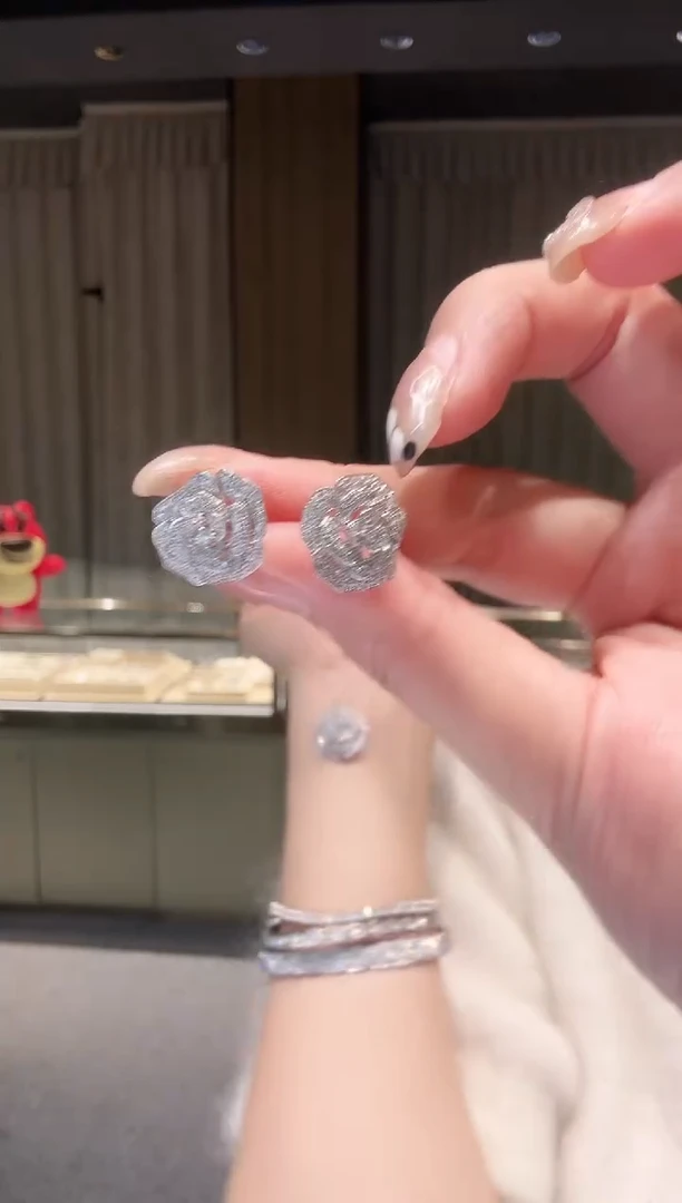 铂Pt950镶嵌耳饰钻石AF0708-PT