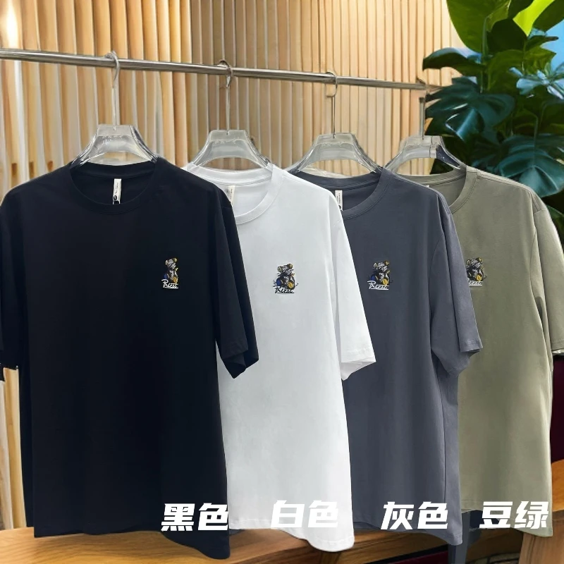 胖子大码男装2025春夏新款简约卡通印花宽松300斤休闲圆领短袖T恤