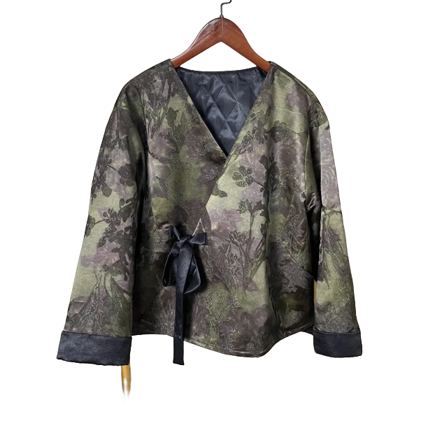 【佳佳】211秋冬短款棉服不褪色宽松型复古风提花外套网红时尚重磅