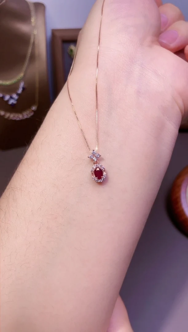 【闪购商品】红宝石吊坠(赠链)银S925镶嵌一条