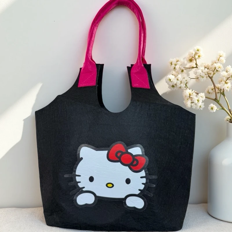 可折叠撞色敞口卡通手提式手提包学生手拎包时尚单肩加厚休闲