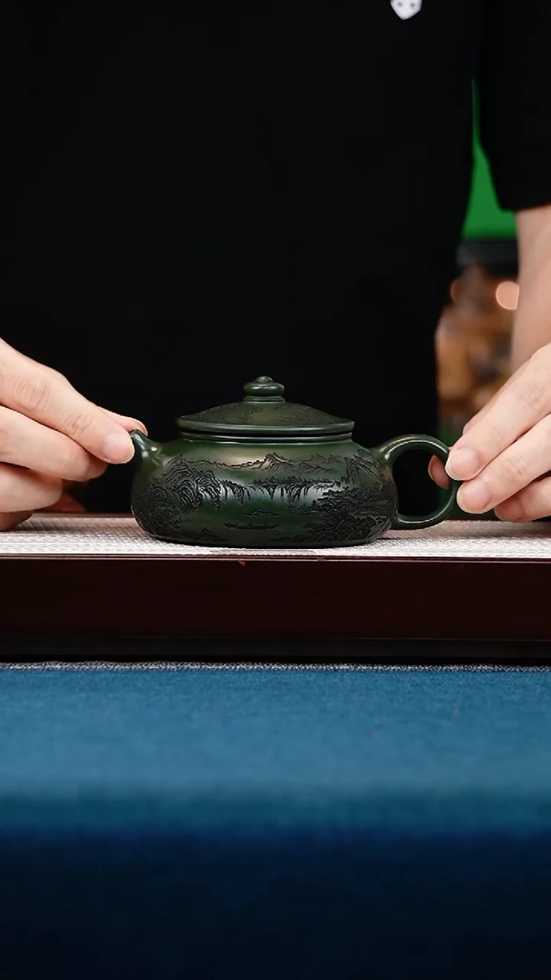 茶壶紫砂绿泥寒江
