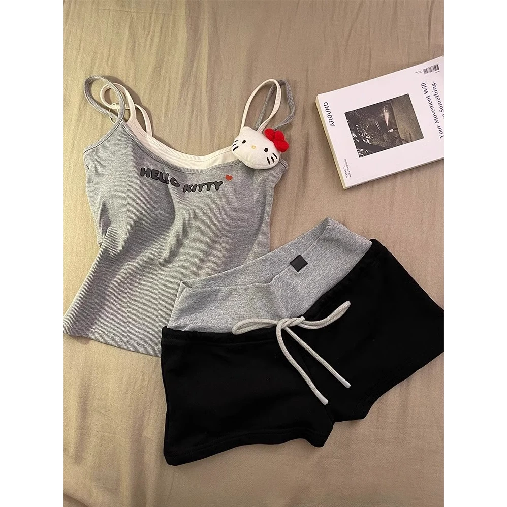 【 ins纯欲凯蒂猫】假两件玩偶吊带睡衣女夏季2025新款外穿家居套装