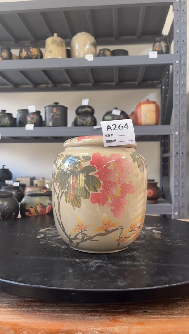 建水紫陶白泥亮光精品茶罐A264