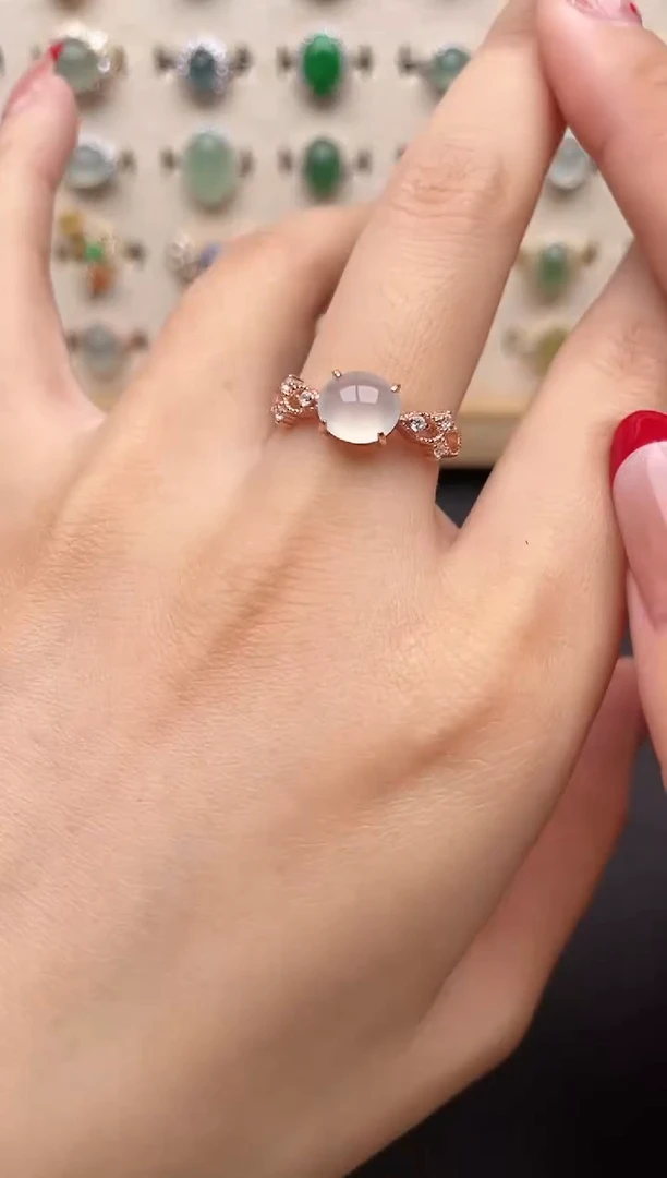 【闪购商品】翡翠戒指银S925镶嵌一物一证一礼盒