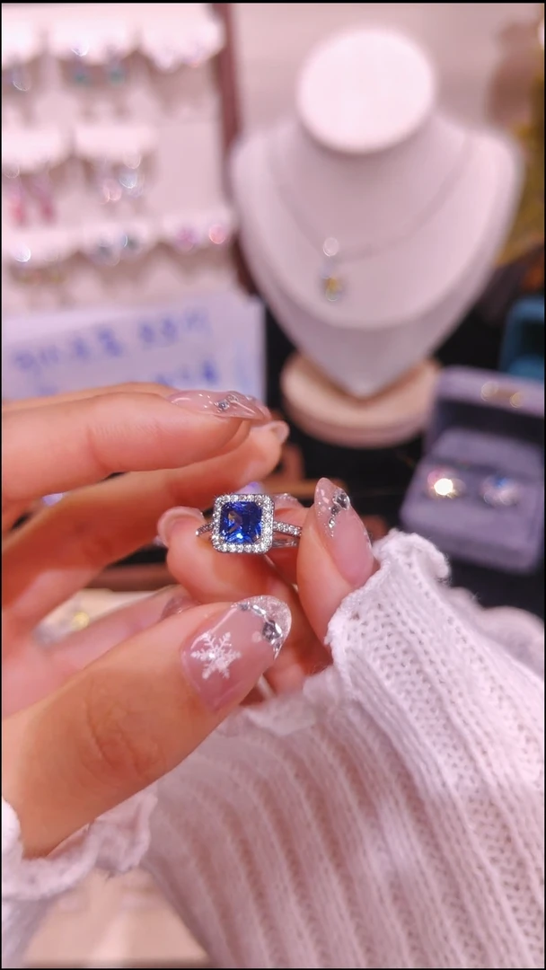 合金无蓝色方糖戒指