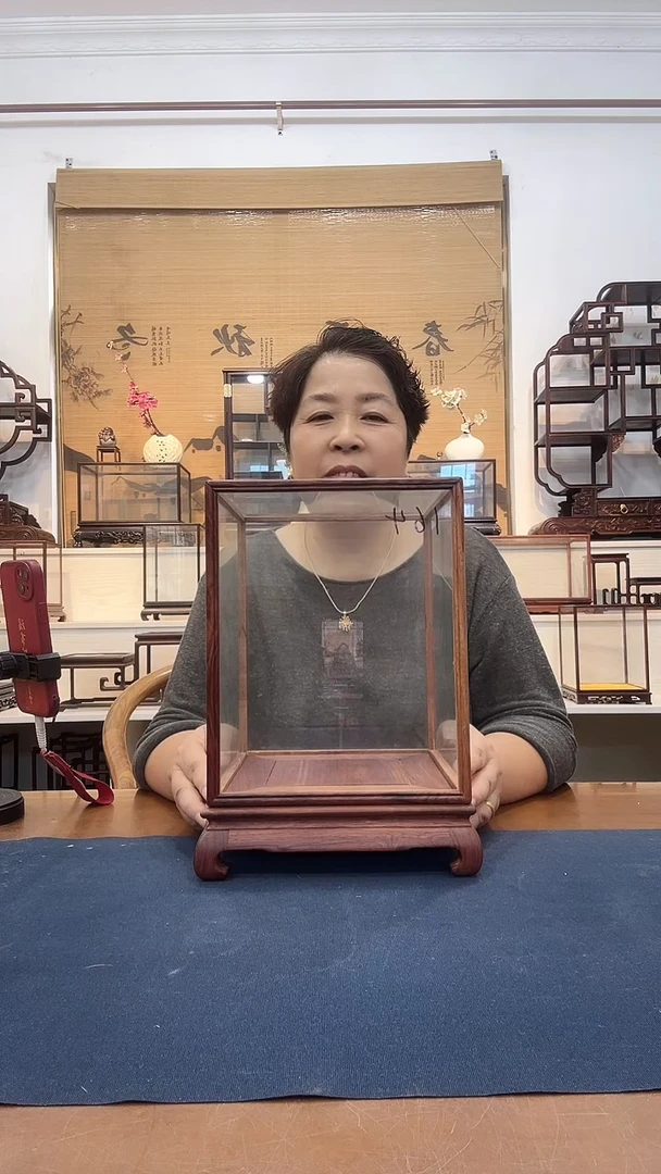 红酸枝木类木头款玻璃罩164