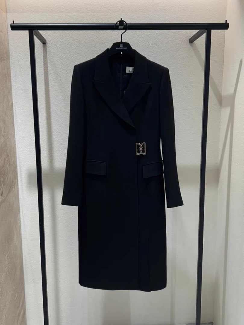 MOJO黑色百搭通勤春款连衣裙