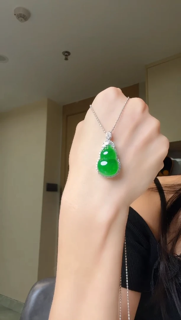 翡翠银S925镶嵌吊坠(不含链)天然翡翠吊坠1