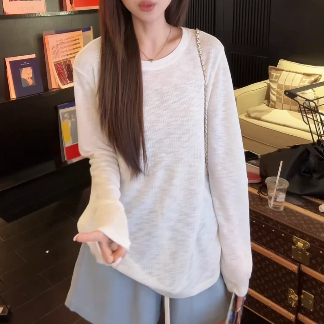 长岛冰茶2025夏季新款短袖显瘦冰凉透气坑条防晒T上衣女LK2504247