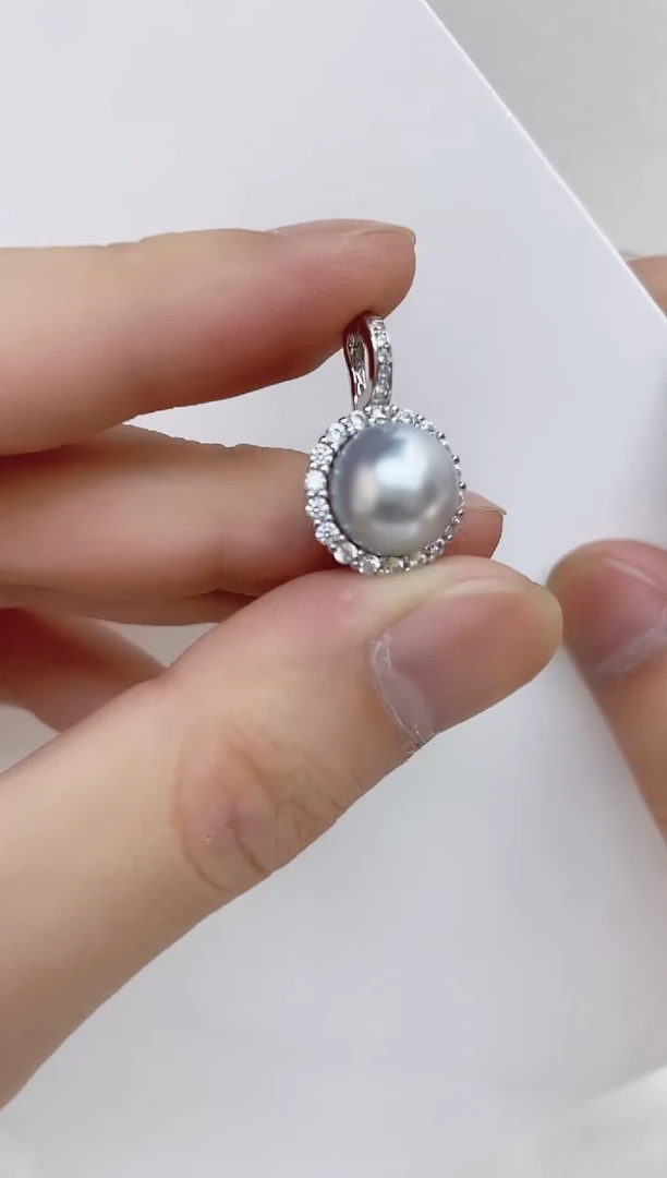 海水珍珠银S925镶嵌颈饰海水珍珠吊坠